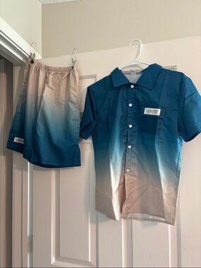 SHEIN Teal Blue Short Sleeve Button-Up Shirt